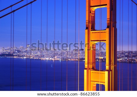 Golden Gate Bridge at night. San Francisco, USA