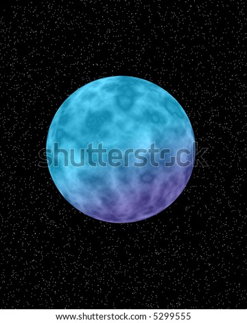 Blue and purple planet on a star covered background