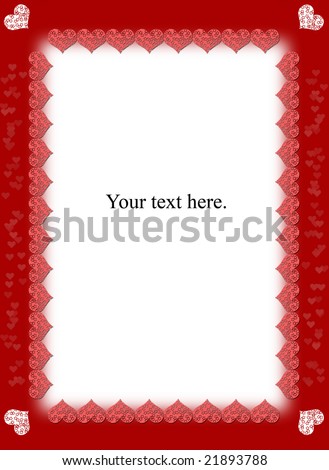 Heart shaped border on a red and white background