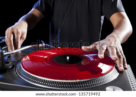 Dj playing disco electro music in a concert