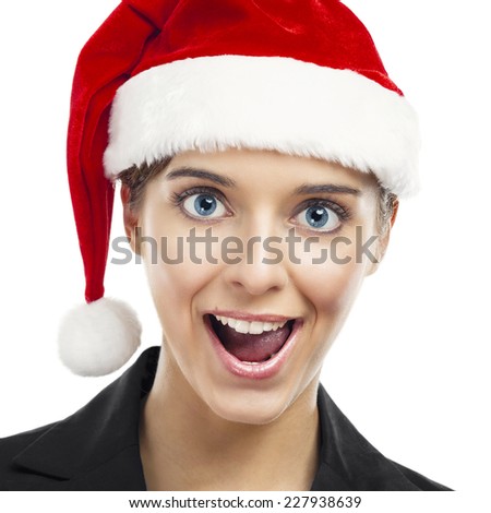 Beautiful and sexy woman wearing santa clause hat