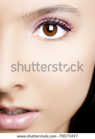 Close-up of beautiful woman face with perfect makeup