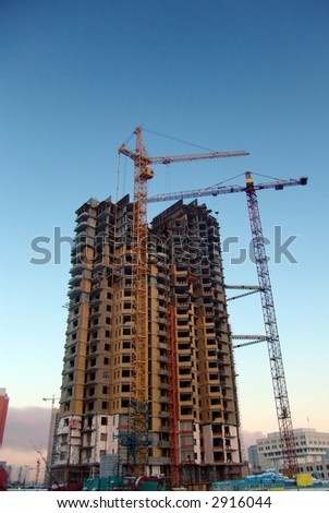 A high building under construction half built