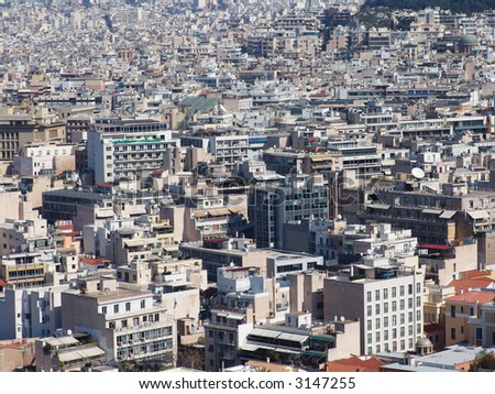 A high view of the Athens city center