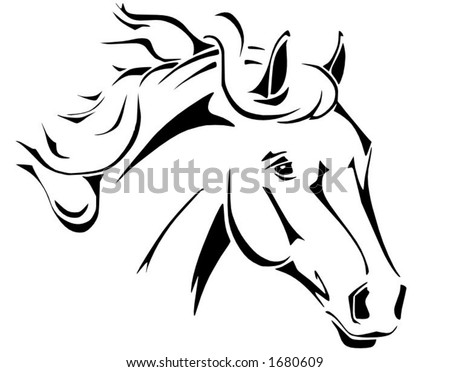 stock vector : Tribal horse head design, perfect for logo or tattoo, vector 