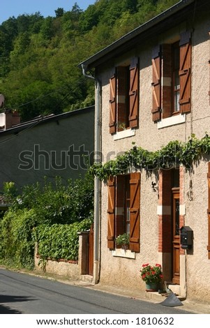 A french home in a small village in the north, wine grapes above the windows