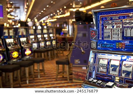 FORT LAUDERDALE, FLORIDA-MARCH 22:  The casino on the Carnival Freedom cruise ship is ready for tourists on its Caribbean cruise departing March 22, 2009 from Ft. Lauderdale.