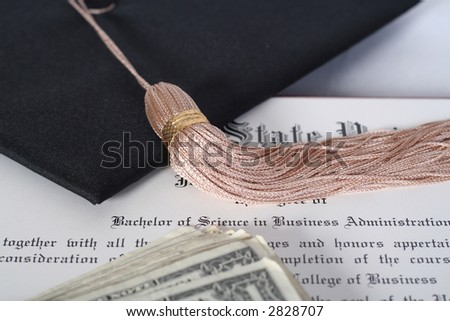 Conceptual picture representing the high cost of a college education.