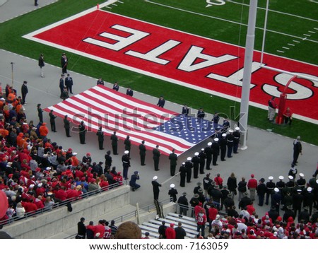Raising the flag before the Ohio State football game