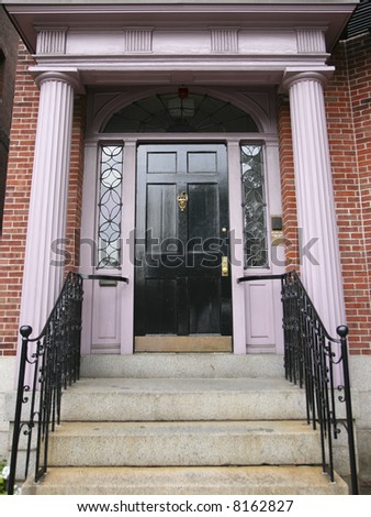 Dramatic door in Boston\'s Back Bay area
