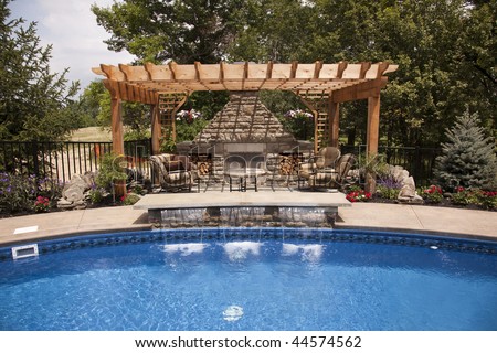 Luxury backyard with a pool