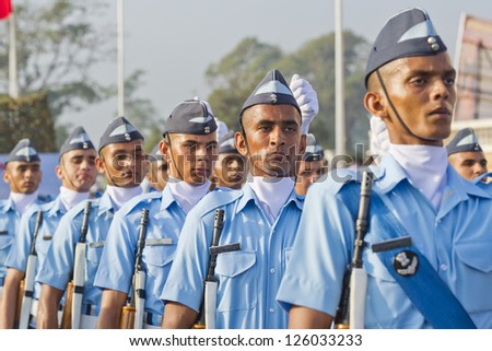 CHENNAI, INDIA - JANUARY 26:Soldiers of the Indian Army march down  in Chennai, Republic Day on JAN 26, 2013