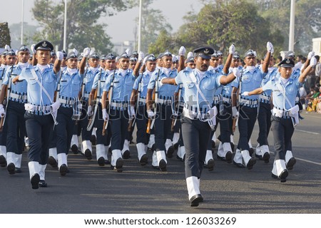 CHENNAI, INDIA - JANUARY 26:Soldiers of the Indian Army march down  in Chennai, Republic Day on JAN 26, 2013