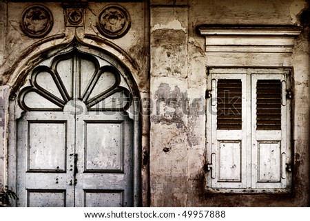 old door and window of an Muslim house india