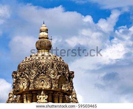 Gopuram (tower) of Hindu temple, kailasanathar temple, Kanchipuram, Tamil Nadu, India
