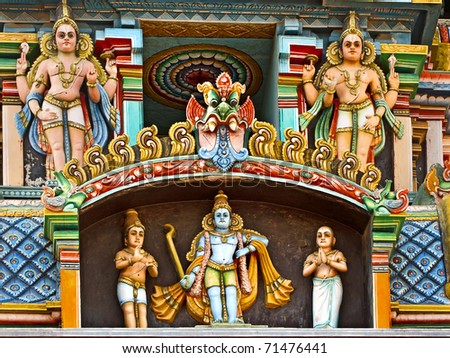 Hindu God Statue in Sri Ranganathaswamy Temple. Tiruchirappalli (Trichy), Tamil Nadu, India
