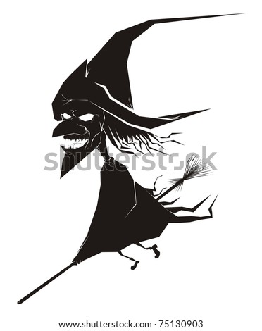 Cartoon Characters Laughing. stock vector : Laughing witch
