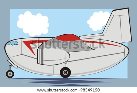 Color cartoon air plane - vector transportation illustration