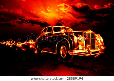 stock photo fire car