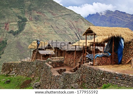 Houses in mountains in Peru