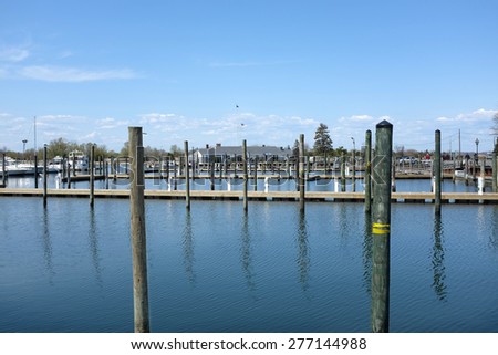 STONY BROOK, NY - MAY 3, 2015: Stony Brook Yacht Club. The facility is located on the North Shore of Long Island within Stony Brook Harbor.