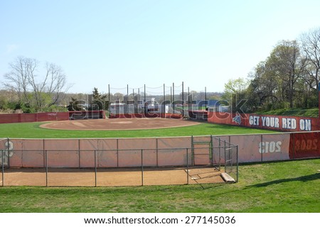 STONY BROOK, NY - MAY 4, 2015: Stony Brook University Softball Field. Home of the Seawolves, a NCAA Division 1 athletic program and a member of the America East Conference.