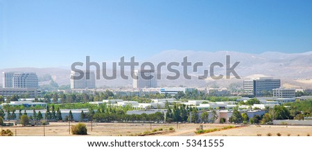 Panoramic Aerial shot of an Irvine, California  Business Park. Viewed from the Great Park Balloon.
