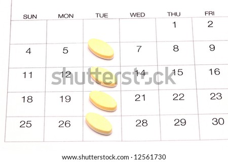 Prescription Medication on days of the week of Calendar