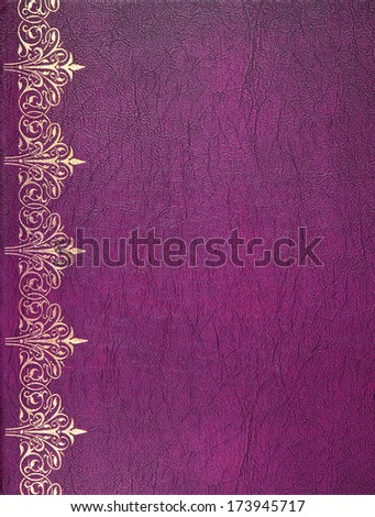 Violet and golden leather book cover
