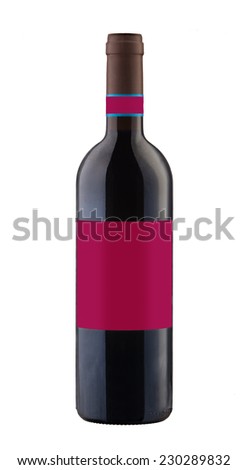 Red wine bottle isolated with blank label for your text or logo.