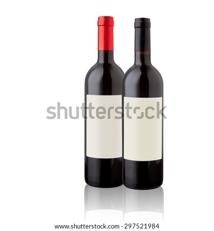Wine bottle isolated with blank label for your text or logo.