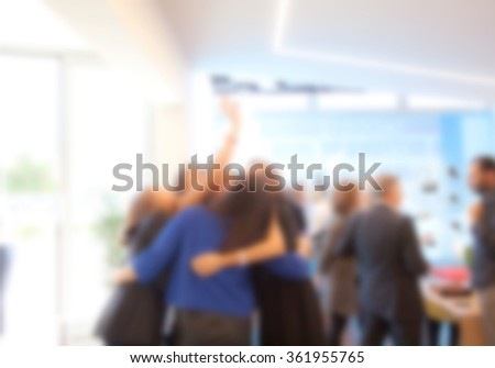 Group of women makes a selfie (blurred) for background