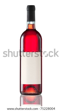 Rosè wine bottle isolated with blank label for your text or logo.