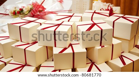 Boxes for guest attending the wedding.