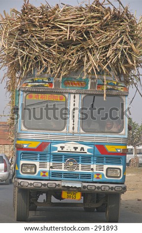 Overloaded truck in Northern India