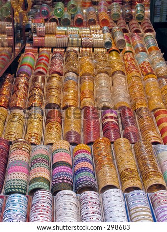 Bangles on sale on a stall in Northern India