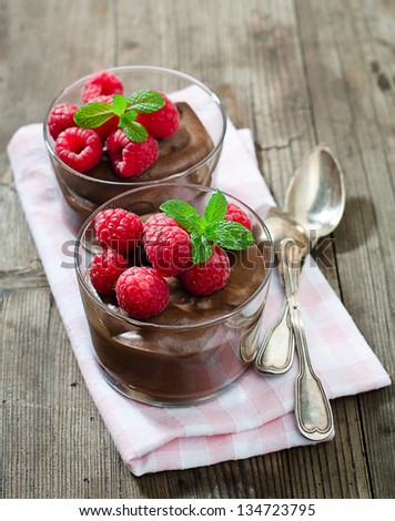 chocolate mousse and raspberry