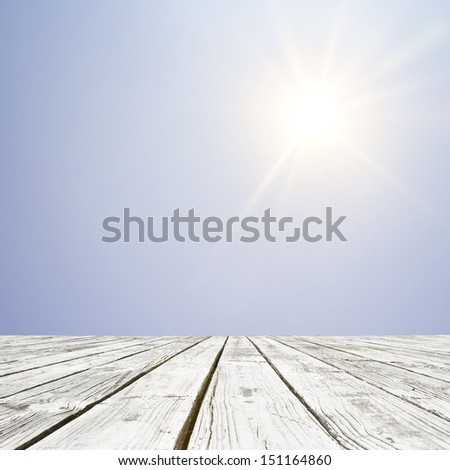 wood floor and beautiful shining sun background