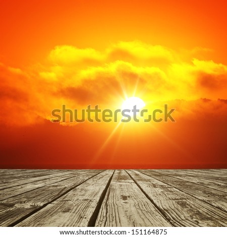 wood floor and shining sun background