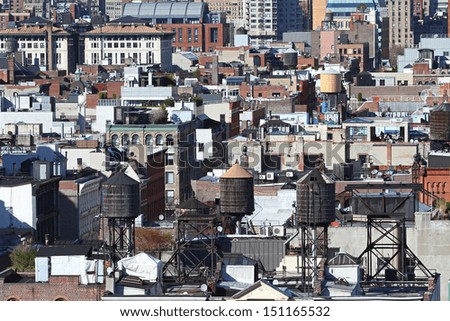 New York roofs bird\'s-eye view