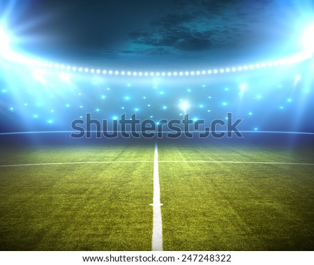 green stadium arena with spotlight