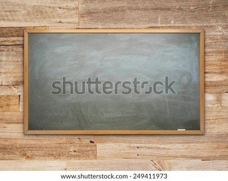 green chalk board with chalk traces and wooden frame
