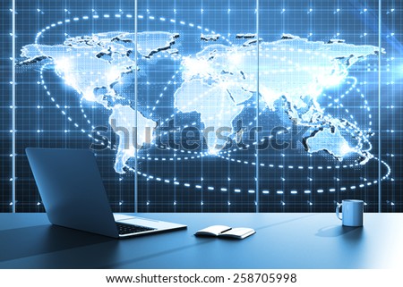 global business map in modern office