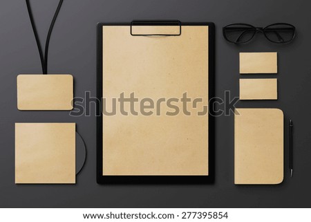 Template for branding identity on a black table
