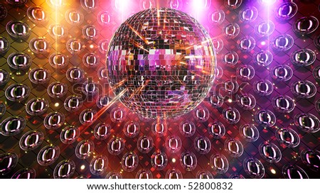 beautiful nightclub background with mirror ball