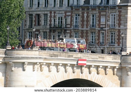 PARIS, FRANCE - JUNE 13:  BigBus Paris, hop-on, hop-off sightseeing tours in Paris, June 13, 2014
