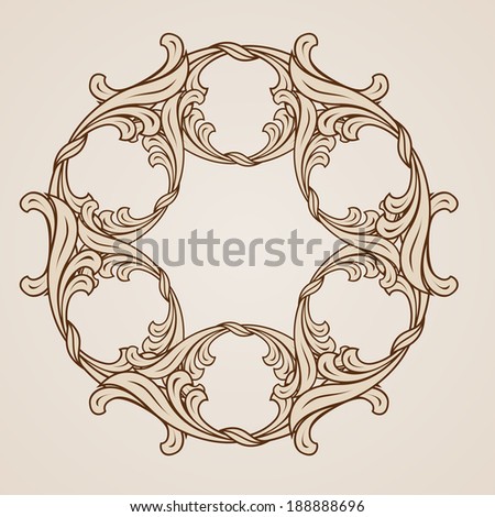 Raster version. Floral design element. Illustration in light and dark brown colors
