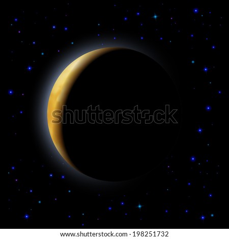 Partial eclipse of the moon in space