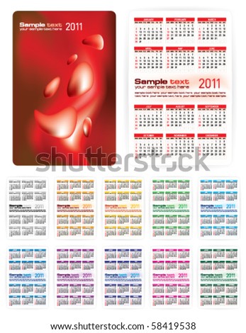 Calendar Template 2011 on Vector Illustration  Calendar 2011 Template  On White Background