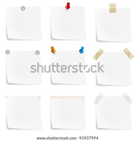 Paper notes and stickers Illustration on white background Paper notes and stickers Illustration on white background